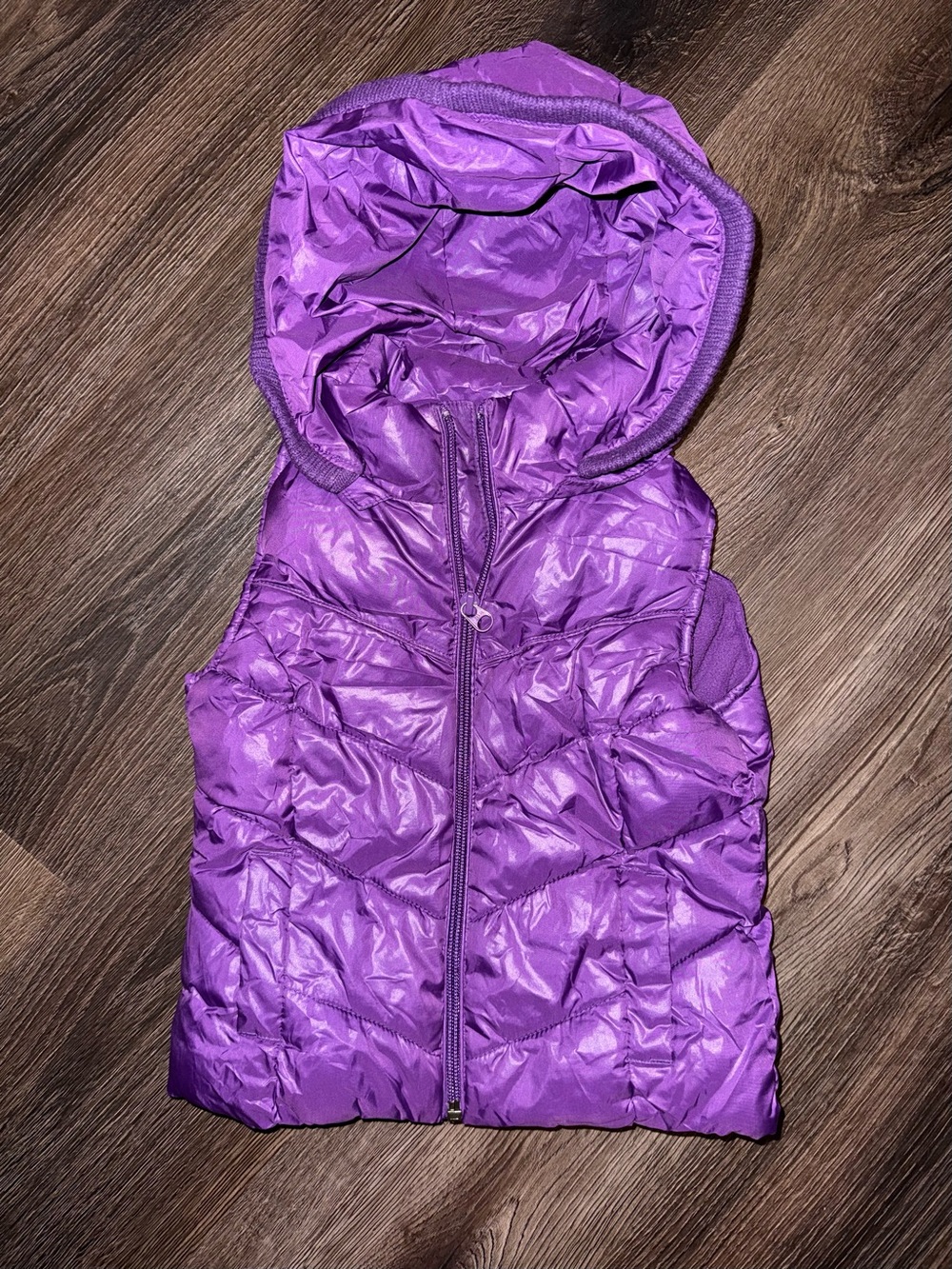 BabyGAP Girls Bright Purple Quilted Hooded Puffer Vest